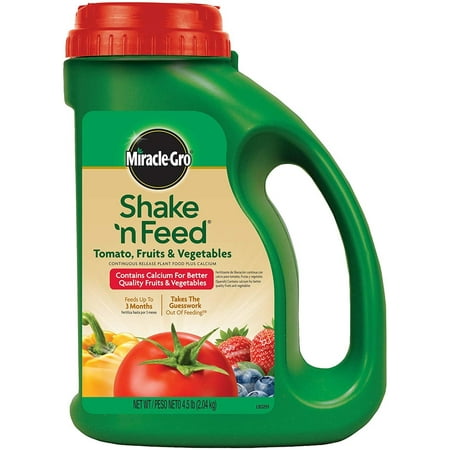 Miracle-Gro Shake 'n Feed Continuous Release Plant Food with Calcium for Tomatoes, Fruits, and Vegetables, 4.5-Pound (Slow Release Plant