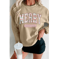 thumbnail image 3 of Women's Khaki MERRY CHRISTMAS Graphic Sweatshirt - Cozy Holiday Wear - [ZhiHiMeRi] | (US 4-6)S, 3 of 6