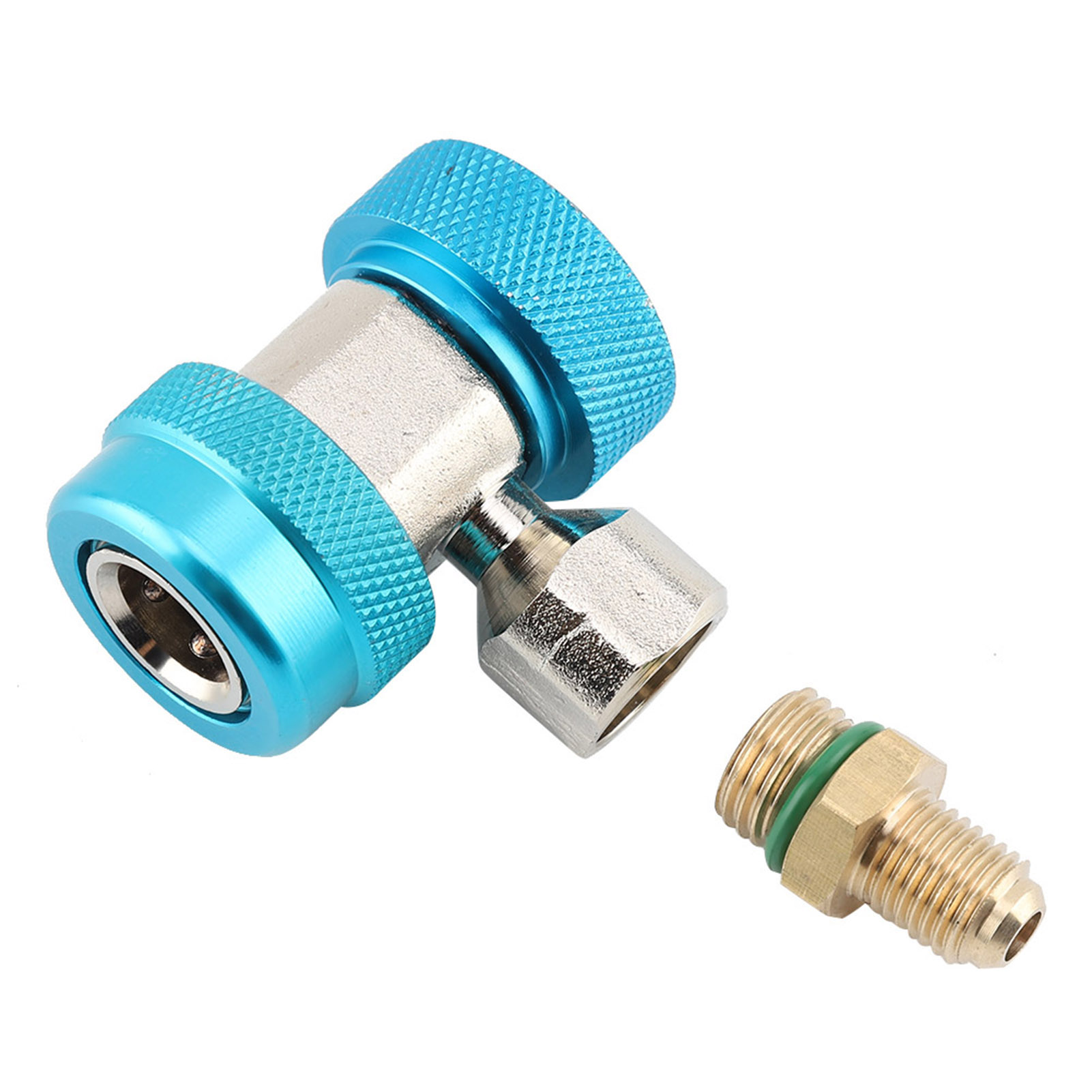 R134 Quick Coupler Adapter, AC Low High Quick Connector Conditioning Extractor Valve Core, AC Hose Fittings[Blue low pressure] - image 4 of 9