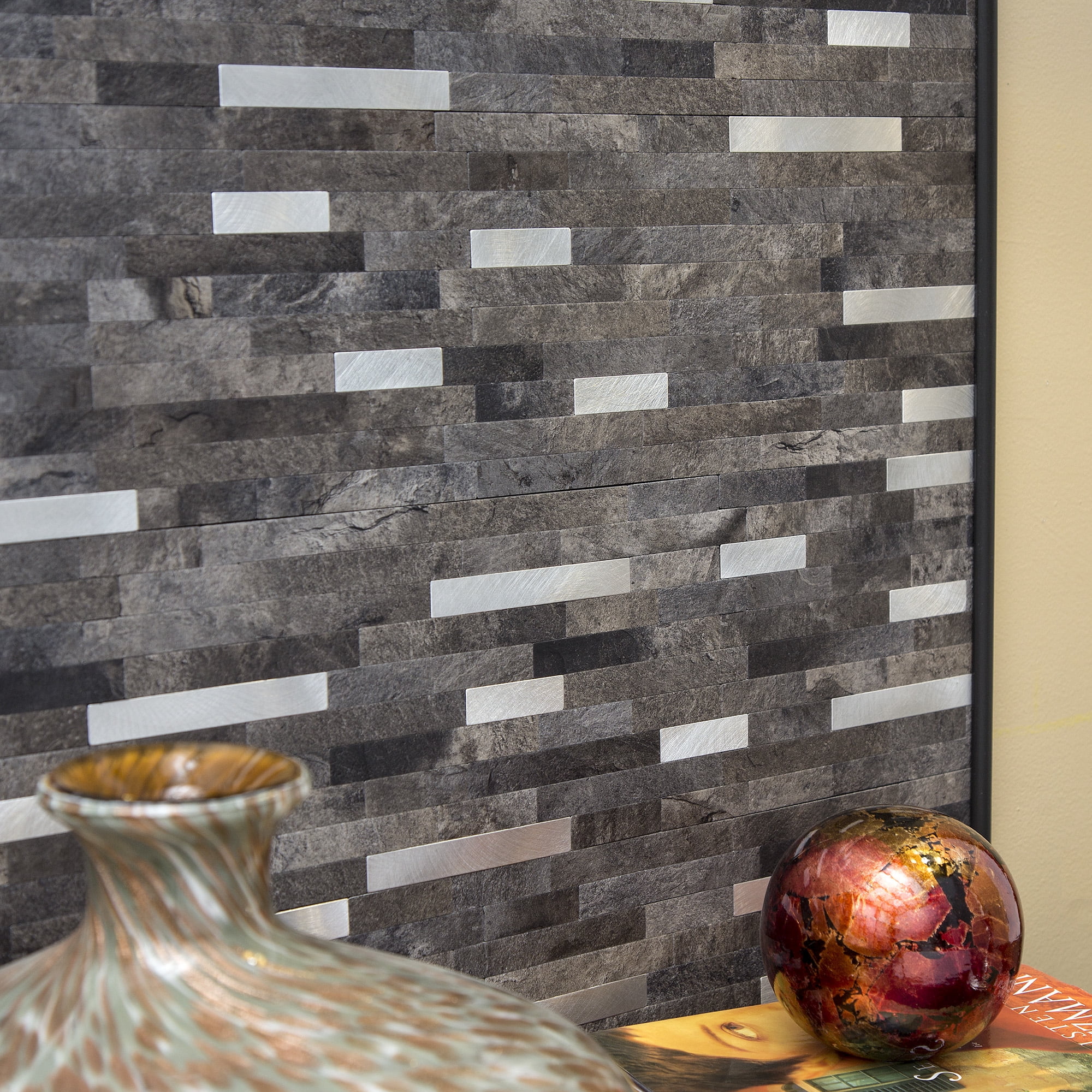 Aspect Collage 12in x 5.8in Peel and Stick Backsplash in Oyster 15 Sq Ft Kit