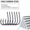 thumbnail image 3 of 100pcs Fishing Hooks Barbed Fishhook for Saltwater Freshwater High Carbon Steel, 3 of 7