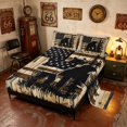 thumbnail image 2 of Manfei Hunting Bear Silhouette Queen Sheets, Olad Barn Door US Flag Queen Sheet Sets, Black Brown Beige, Black Reversible 4 Pieces (1 Flat Sheet, 1 Fitted Sheet and 2 Pillowcases), 2 of 6
