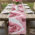 thumbnail image 4 of Pink Marble Table Runner 72 Inches, Summer Ocean Wave Red Ombre Bed Runner Dresser Scarves Tabletop for Indoor Outdoor Parties/Ceremony/Banquet, 18" x 72", 4 of 8