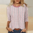 thumbnail image 2 of 3/4 Sleeve Tops for Women Striped Print Crew Neck Shirts Loose Fit Going Out Tops Business Dressy Casual Tunic Blouses 2026 Summer Basic Tees Beach Vacation Outfits, 2 of 5
