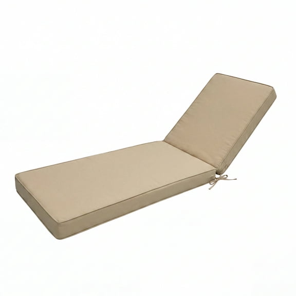 Garvee 72"x21"x3" Outdoor Chaise Lounge Cushion with Ties & Non-Slip Base, Beige