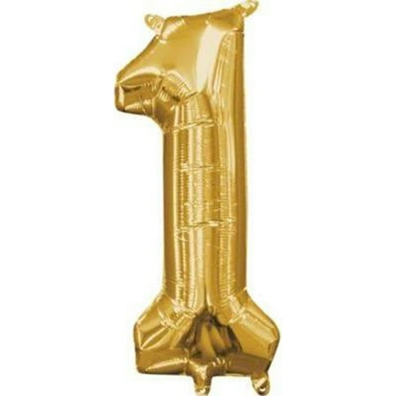 Anagram 78524 16 in. Number 1 Gold Shape Air Fill Foil Balloon