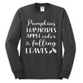 thumbnail image 2 of Wild Bobby Pumpkins Hayrides Apple Cider and Falling Leaves White and Black Halloween Men Long Sleeve Shirt, Charcoal, Large, 2 of 6