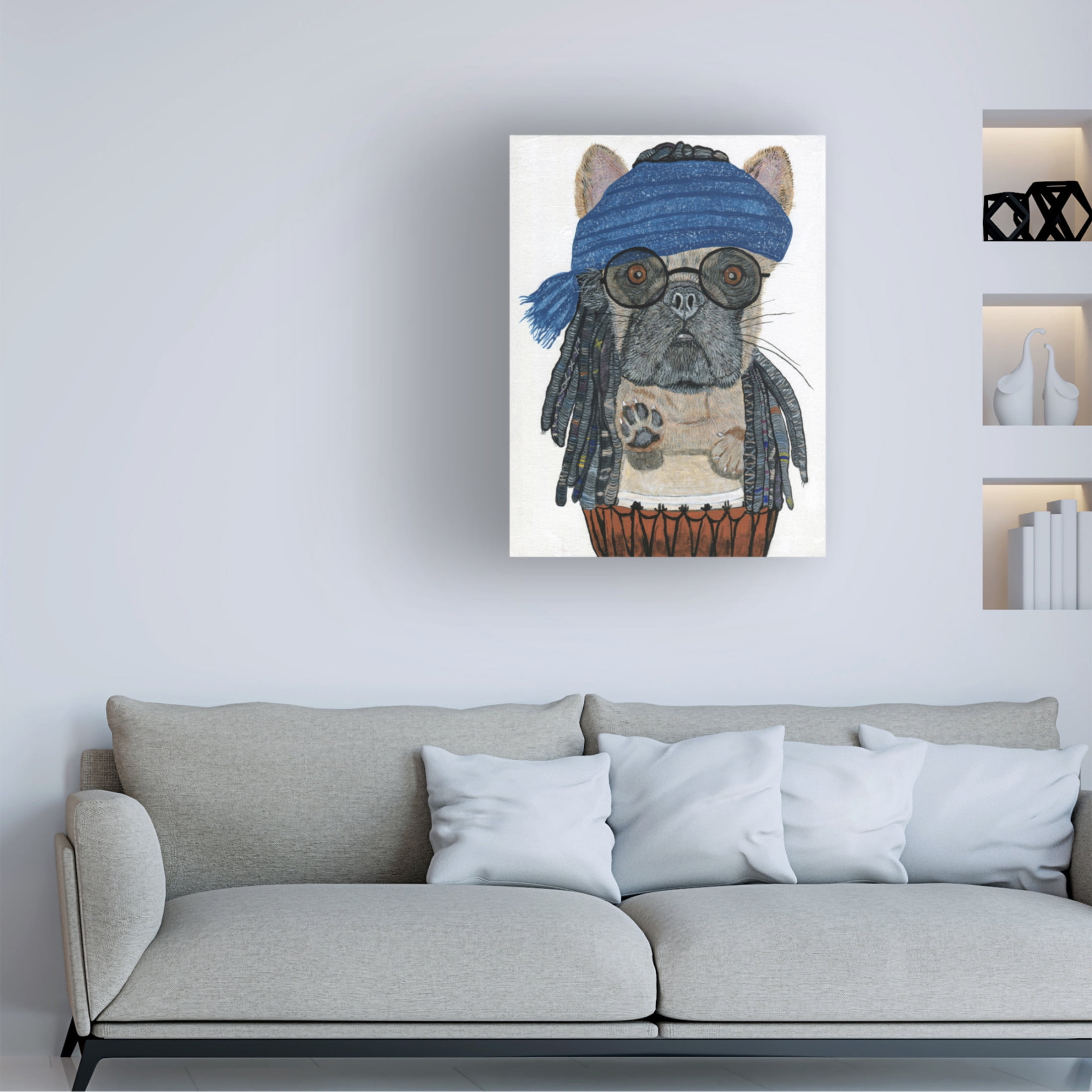 Canvas Wall Art - Melissa Symons 'Hippie Frenchie' Wall Art for Living Room, Bedroom, or Office Décor by Trademark Fine Art - 24 x 32 Inches