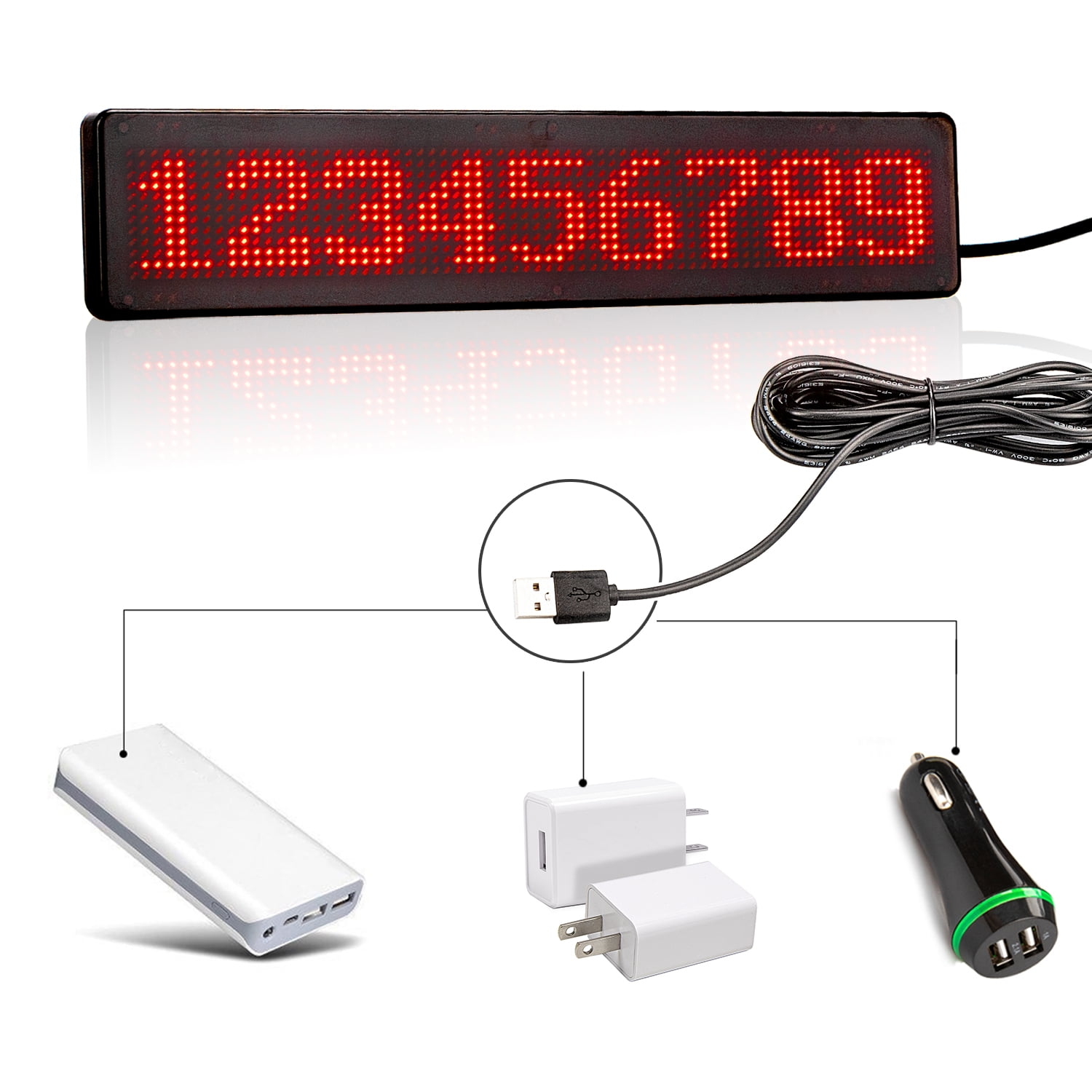 23cm Led Signage Car Led Sign Display Red Text App Control