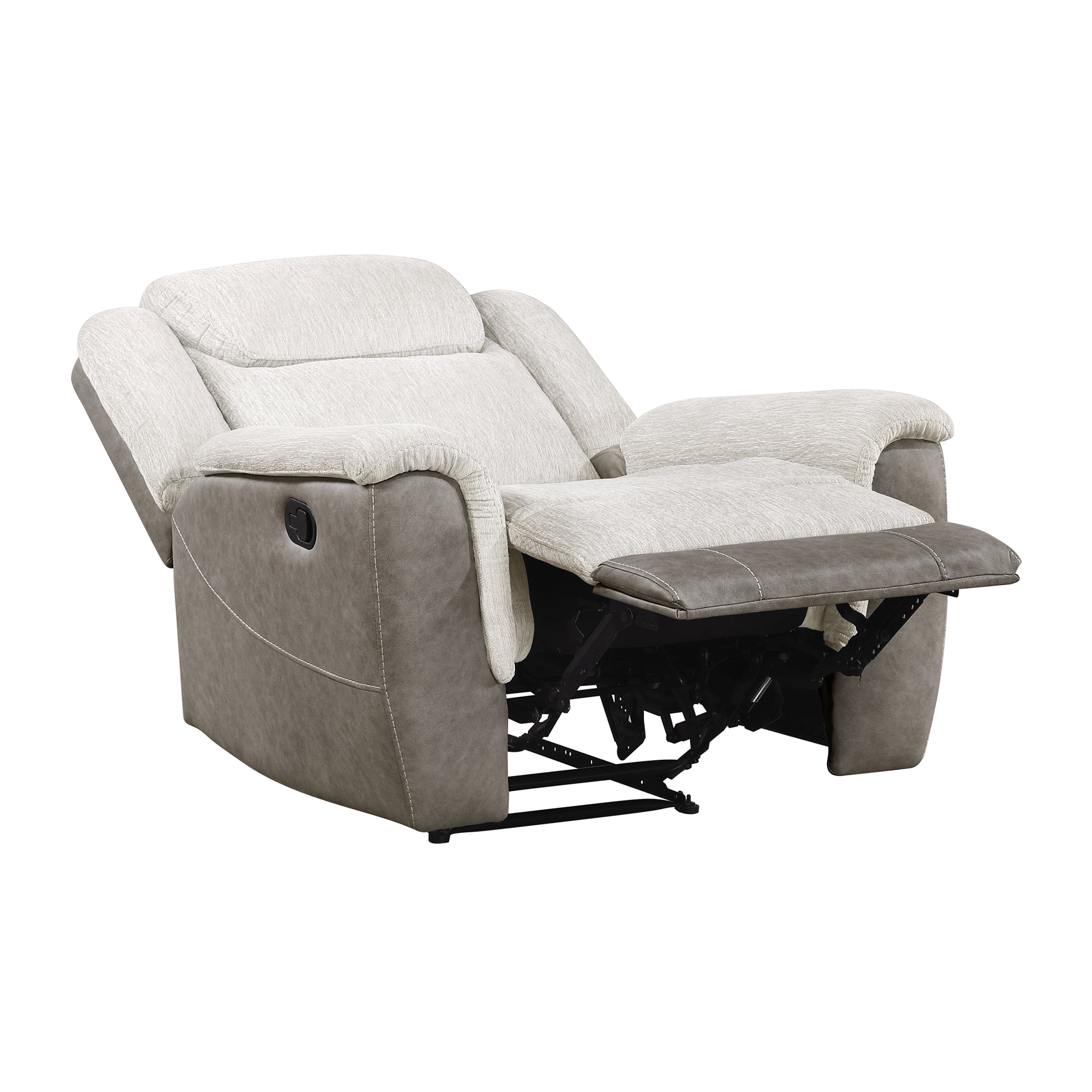 OakvillePark Harrowlyn Chenille and Polished Microfiber Manual Recliner, Beige