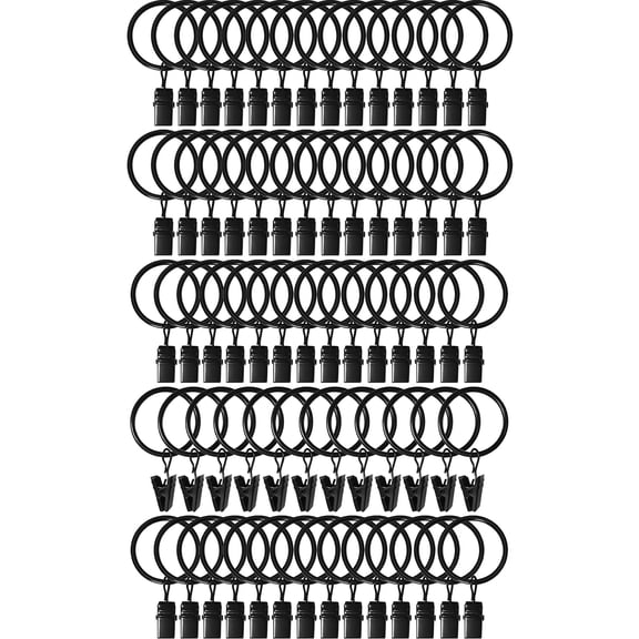 MRSXXNTY 70 Pack Curtain Rings with Clips, Drapery Clips with Rings, Hangers Drapes Rings 1.26 Inch Interior Diameter, Fits up to 1 Inch Curtain Rod, Vintage Black