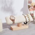 Jewelry Stand, Jewelry Display, Solidly Wood + Beige Soft Velvet T