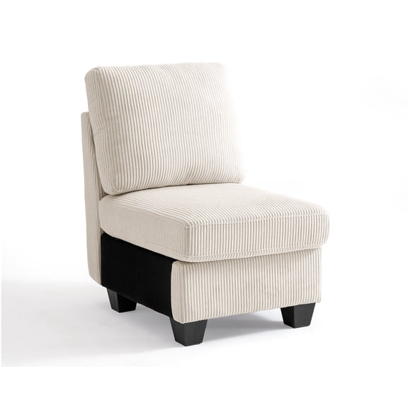 CHIC HOUSE Armrest Module for Modular Sectional Sofa Couch, Combination Side Arm with Corduroy Fabric Connector for Middle Seat/Chaise/Ottoman, Beige