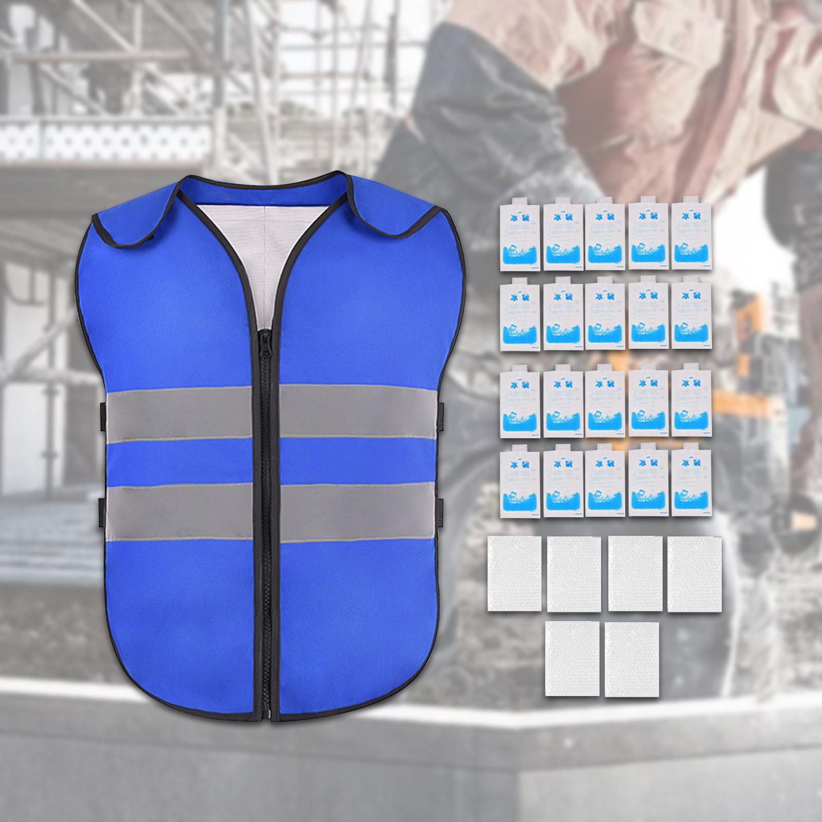 Miulika Cooling Vest Reflective Strips, Adjustable, with 20 Ice Packs for Fishing Cycling Warehouse Cooking