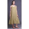thumbnail image 4 of Bimba Chemises de Nuit Sans Manches en Coton Jaune Moyen9 à Feuilles Damassées/fleurs Roses et Ogee pour Femmes Imprimées Longueur Mi-Mollet Vêtements de Nuit X-Small, 4 of 6