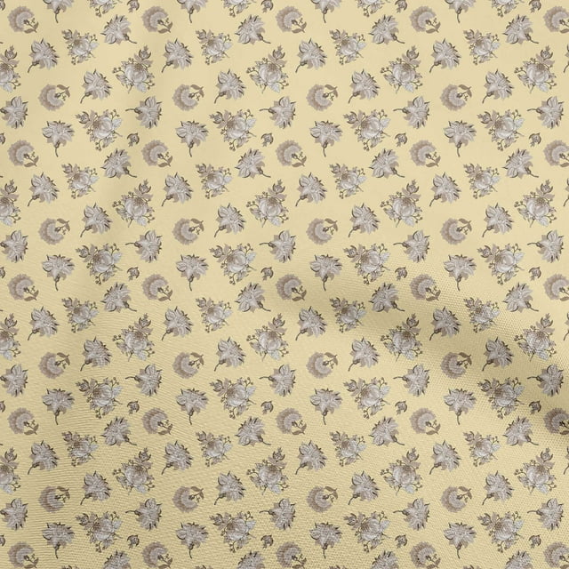 oneOone Velvet Light Yellow Fabric Jacobean Floral Sewing Craft Projects Fabric Prints By Yard 58 Inch Wide