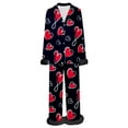 thumbnail image 4 of Pajama Sets for Women Button Heart Print Long Sleeve Top And Pant Pj Set Soft Loungewear Two Piece Holiday Sleepwear Sets Black L, 4 of 5
