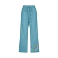 thumbnail image 4 of up to 60% off Gifts Usmixi Womens Plus Size Cropped Pants Casual Elastic Waist Cotton Linen Straight 3/4 Trousers Fashion Heart Graphics Pocket Loose Pants Sky Blue m, 4 of 5