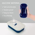 thumbnail image 4 of Enhanced Leak Proof Travel Case with Lid, Large Silicone Container for Traveling,Shampoo Bar Holder, Soap Dish with Draining Layer, Bar Soap Caddy (Offwhite & Blue), 4 of 7