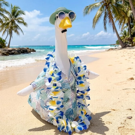 AuroraX Porch Goose Clothes Set 23" Porch Goose Hawaiian Shirt Costumes for 19" Happy Birthday Summer Yard Lawn Garden Decor Porch Goose Accessories Blue