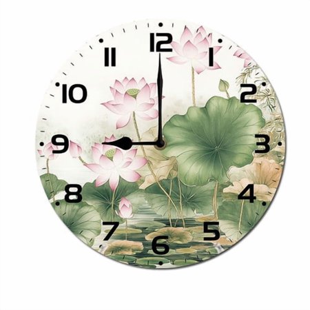 ZXCXRQFa Clock Rustic Lotus Wall Clock Vintage Battery Operated Silent Non Ticking Round Wooden Wall Clocks Decorative for Kitchen Living Room Bedroom Office Garden Outdoor 20 Inch