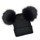thumbnail image 3 of 2 Piezas Mamá Bebé Gorro Gorro Invierno Cálido Doble Pompón Tejido Esquí Negro Sunnimix Sombrero de invierno para niños, 3 of 8