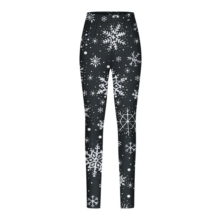 DeHolifer Christmas Leggings for Women Plus Size High Waist Workout Pants Tummy Control Printed Holiday Legging Tights Yoga Pants Navy L