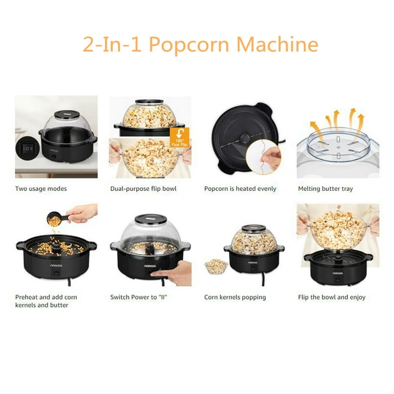 Popcorn Popper, 3.5 Quart Popcorn Machine, 450W Home Hot Oil Popcorn Maker  Machine with Stirring Rod