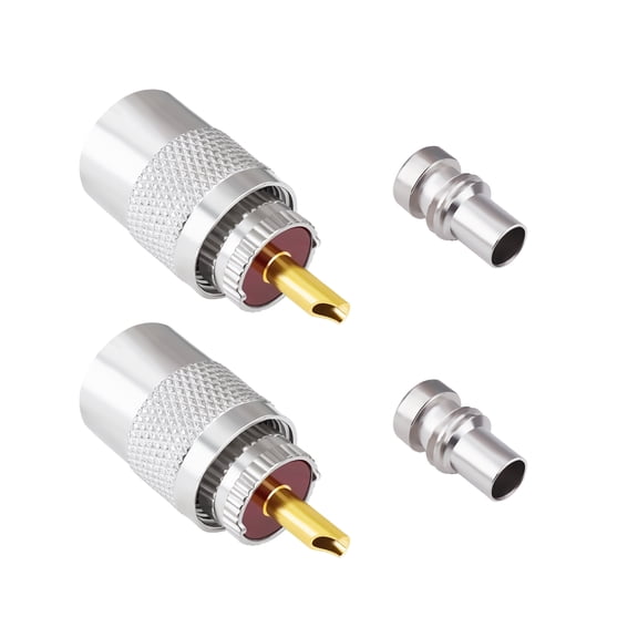 ELECTCHN PL259 Coax Connectors UHF Male Plug Solder Adapters with Reducers 50 Ohm for RG58, RG59, RG8, RG8x, RG213, RG142, LMR195, LMR400 Coaxial Cable, Ham Radio Antenna