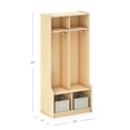 thumbnail image 2 of Guidecraft EdQ 2-Section Wooden Storage Locker with Bench Seat for Classroom, Kids Cubby Organizer with Shelves and Hooks for Coats, 2 of 4