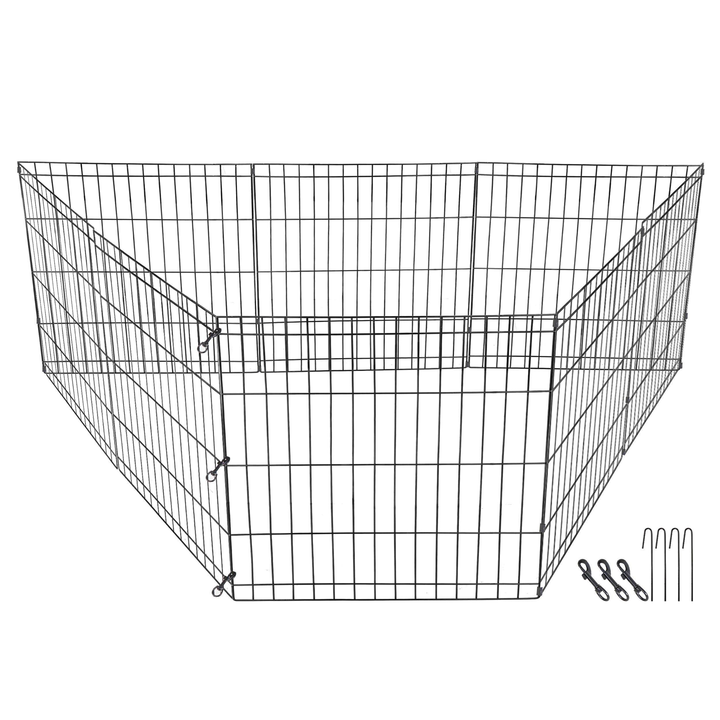 ZENSTYLE 24" Animals Dog Playpen Foldable Metal Frame In/Outdoor Pets Exercise Fence Barrier 8 Pannels