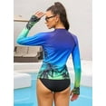 thumbnail image 3 of Beautyin Women Rash Guard Swimsuit Long Sleeve UV Protection Quick-drying Lightweight Printed Shirt with Thumb Holes, 3 of 6