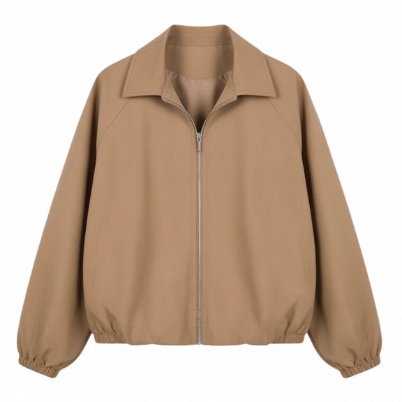 Tqcoqu Women's Solid Collared Zip Up Jacket, Casual Long Sleeve Full Zipper Cropped Outerwear Coat