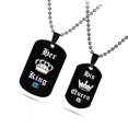 thumbnail image 5 of Uloveido His Queen and Her King Black Titanium Couples Pendant Necklaces with Crown Tag - His and Hers Matching Wedding Jewelry Sets for Boyfriend Girlfriend SN115 (Black Pairs), 5 of 6