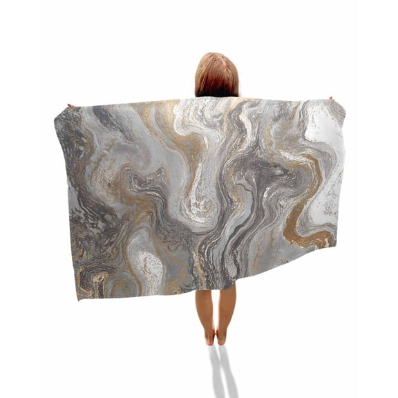 Gray Marble Beach Towels Oversized Super Absorbent, Farmhouse Vintage Abstract Ombre Texture Lightweight Bath Towel Quick Dry Sets For Bathroom/Pool/Rv Camping/Beach Play/Gym Room/Picnic 35"x70"