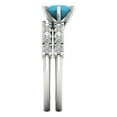 thumbnail image 3 of Clara Pucci 18K White Gold 1.66 Simulated Turquoise Engraveable Engagement Ring + Wedding Band Set, 3 of 7