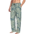 thumbnail image 3 of Mens Pajama Pants - Soft Sleep & Lounge Pants for Men, Paisley Green Cuteness Casual PJ Bottoms Pants with Pockets, 3 of 5