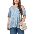 thumbnail image 2 of JuneFish Women's Plus Size Cold Shoulder Tunic Top Summer Short Sleeve Blouse, 2 of 7