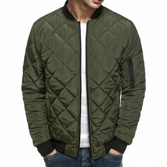 Men Coats Padded Jackets Full Zipper Outwear Casual Windproof Warm Coat Comfy Outerwear