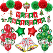 Cerem Christmas Balloon Decoration Set  Winter Wonderland Includes Banner, Flower Balls, Santa and Snowman Swirls, Confetti Balloons & More for Festive Parties & Holiday Decor (38 Pieces)