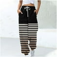 thumbnail image 2 of UTSJKR Women's Striped Gradient Sweatpants Loose Fit Drawstring Elastic Waist Jogger Pants Comfortable Sport Active Workout Jogger Pants with Pockets Black XXL, 2 of 5