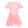 thumbnail image 2 of TiaoBug Kids Girls 2Pcs Ballet Dance Outfits Short Sleeve Leotard with A-Line Wrap Skirt Dancewear 2-14, 2 of 6