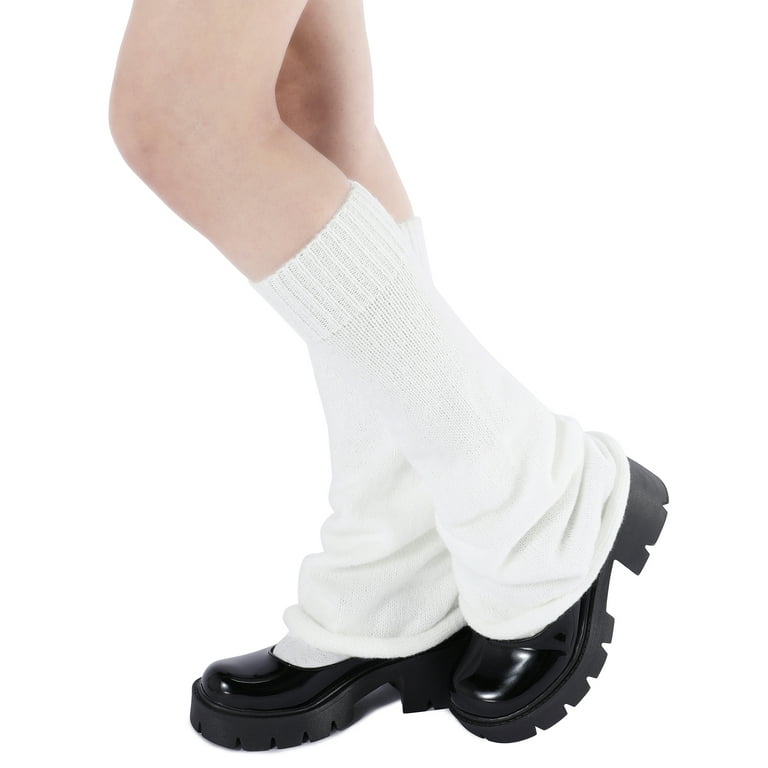 Zando White Leg Warmers for Women 80s Ribbed Knit Knee Warmer 80s