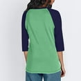 thumbnail image 4 of Tops for Women Plus Size 3/4 Sleeve Color Blocked Round Neck Raglan Sleeve Pullover Top Green XXXXL, 4 of 4