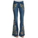 thumbnail image 1 of Pantalones vaqueros acampanados con bordado destoryed para mujer, pantalones vaqueros con botones en la cintura y campana inferior Fridja  hfkajh103293, 1 of 9