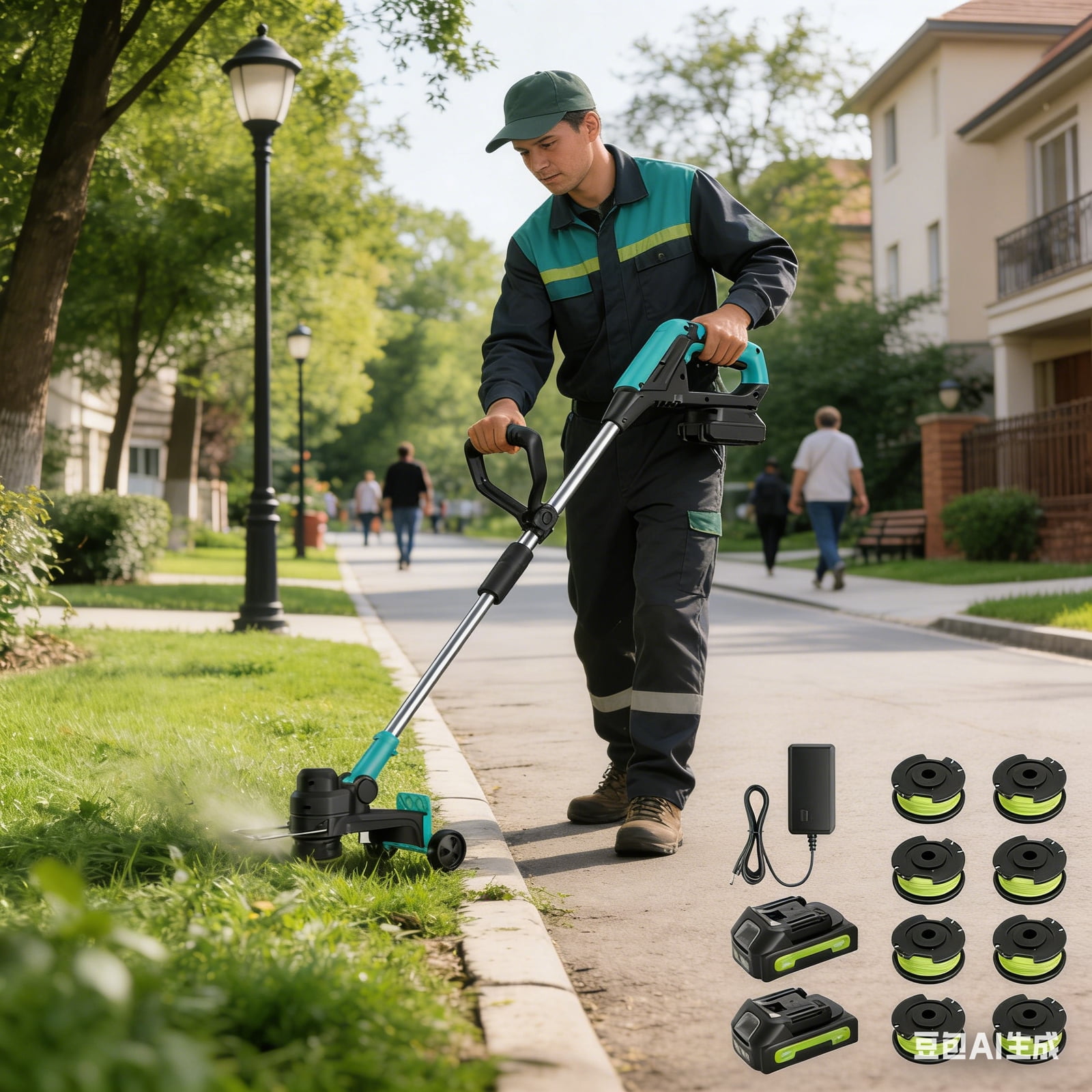 Garvee 20V Cordless String Trimmer 12" Cutting Swath 2-in-1 Electric Weed Wacker & Lawn Edger with 2 Batteries Fast Charger & Auto-Feed