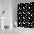 thumbnail image 2 of Black White Cat Moon Star Pattern Shower Curtain 84"x72" ,Bathroom Decorative Shower Curtains Set with 12 Hooks,Modern Waterproof Washable Shower Curtain, 2 of 6