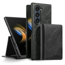 2-in-1 Detachable Wallet for Samsung Galaxy Z Fold 3 Phone Case with Card Holder, PU Leather Flip Kickstand Magnetic Case Compatible with Mag-Safe Support Car Mount for Samsung Galaxy Z Fold 3, Black