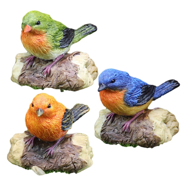 Adornos de pájaros de resina jardín de hadas modelo Animal Micro paisaje juguetes pintados a mano ningún nido de pájaros kusrkot Miniatura de bricolaje de hadas