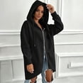 thumbnail image 6 of IUYRTFE Women's Hooded Zip Up Mid Length Sweatshirt Jacket with Pockets Casual Relaxed Fit Coat, 6 of 9